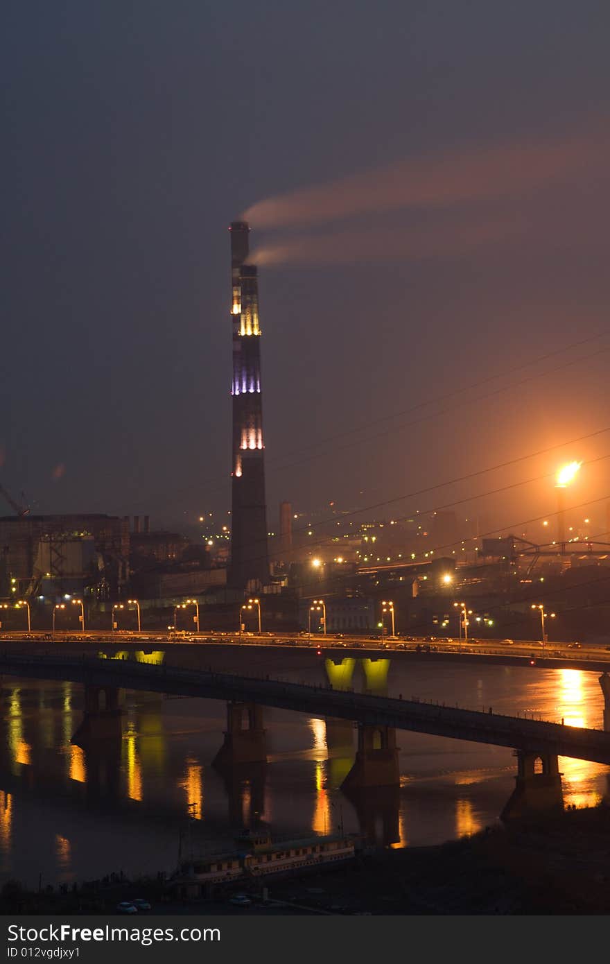 Night industrial view of big chemical farm. Night industrial view of big chemical farm