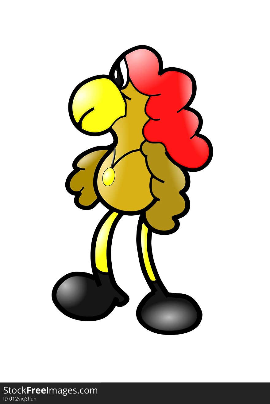 Illustration of a comic cartoon rooster. Illustration of a comic cartoon rooster