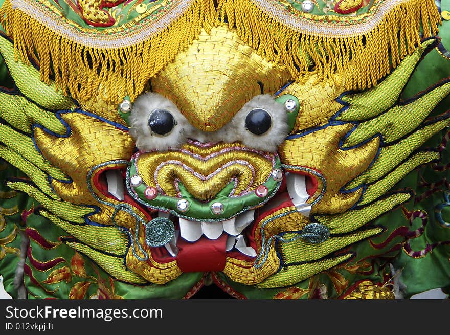 A colorful Asian temple dragon