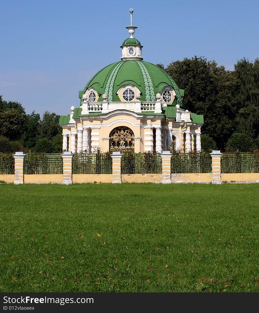 Pavilion the Grotto in ancient manor Sheremetev Kuskovo's column in Moscow. Pavilion the Grotto in ancient manor Sheremetev Kuskovo's column in Moscow