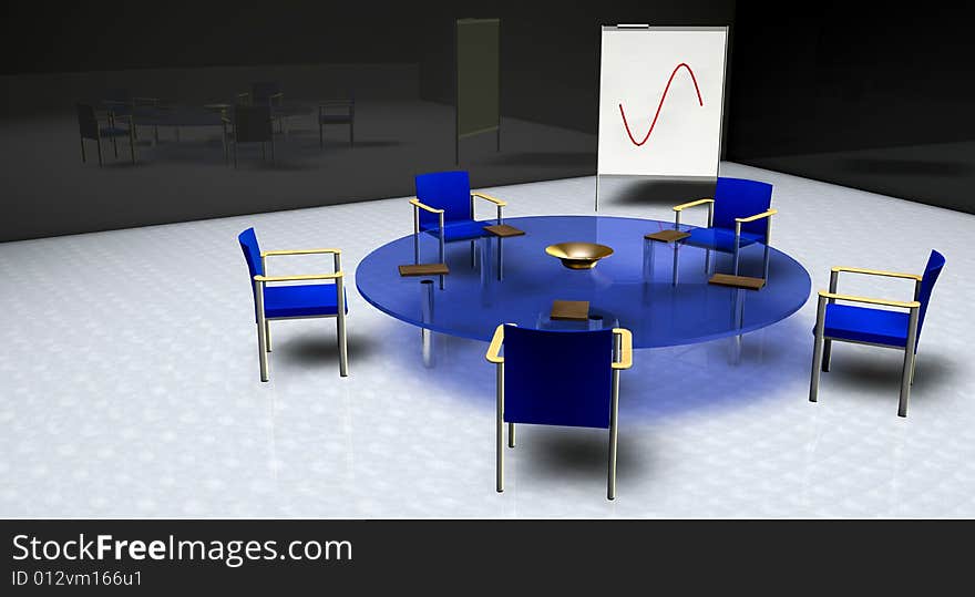 A room with a round table an chairs. A room with a round table an chairs