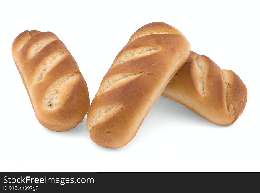 Three French Bun On White Background