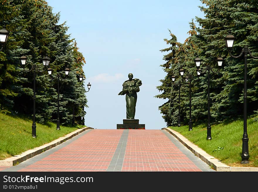 Monument of mother and child in Kanev, Ukraine