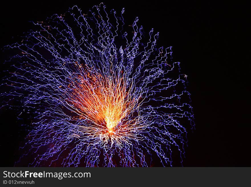 Abstract trace from fireworks at the big exposition