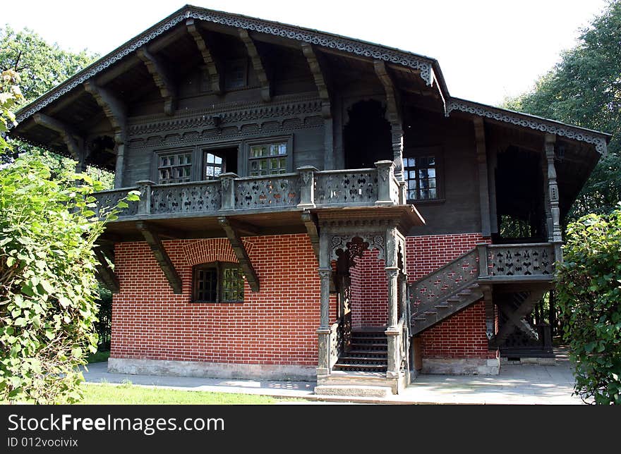 Pavilion the Swiss small house in ancient manor Sheremetev Kuskovo's column in Moscow. Pavilion the Swiss small house in ancient manor Sheremetev Kuskovo's column in Moscow