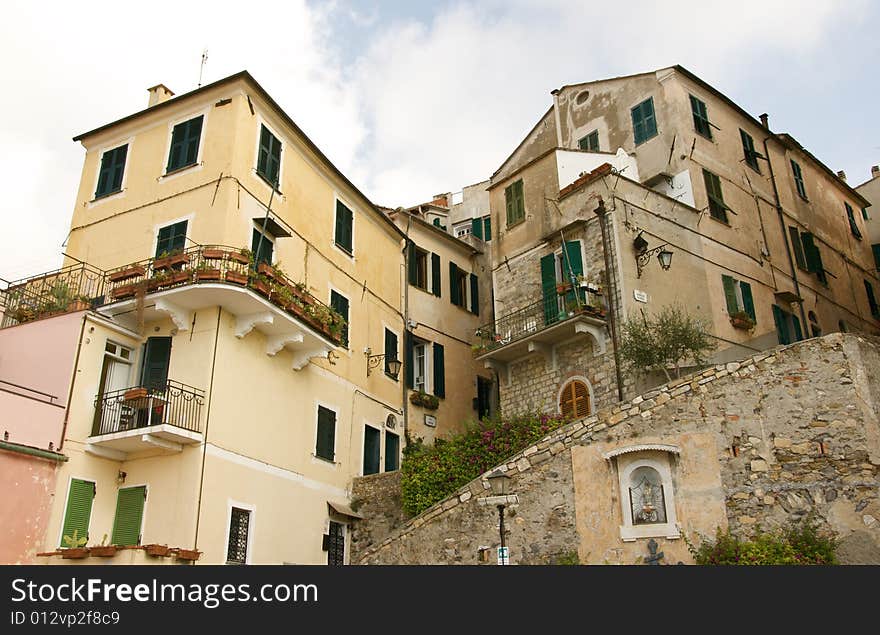 Old house situated on Cervo, a small mediaval village of the Liguria. Old house situated on Cervo, a small mediaval village of the Liguria