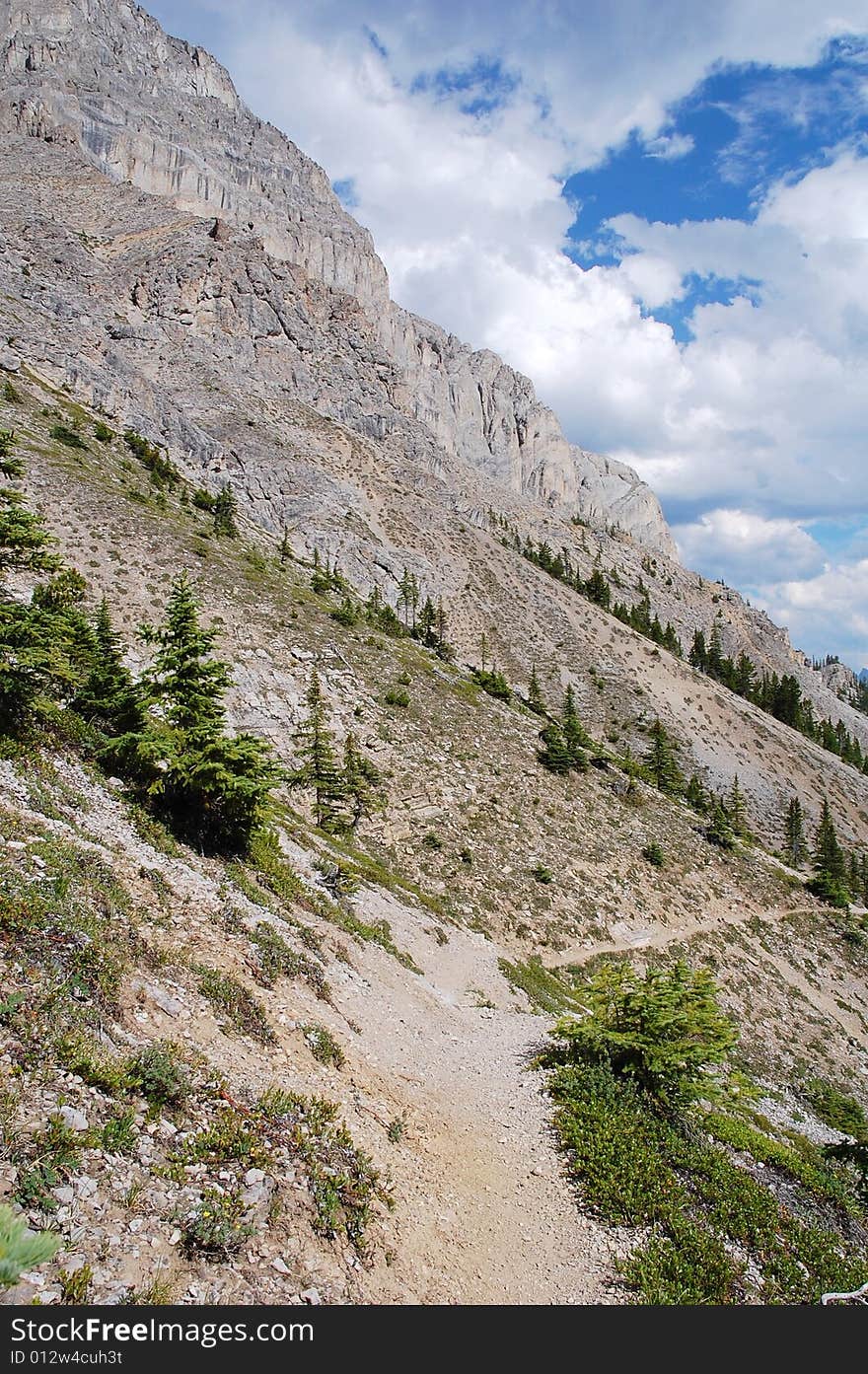 Hiking trail in rocky mountains