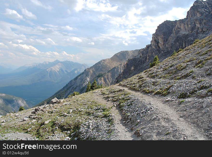 Hiking trails to the top of mountain indefatigable, kananaskis country, alberta, canada. Hiking trails to the top of mountain indefatigable, kananaskis country, alberta, canada