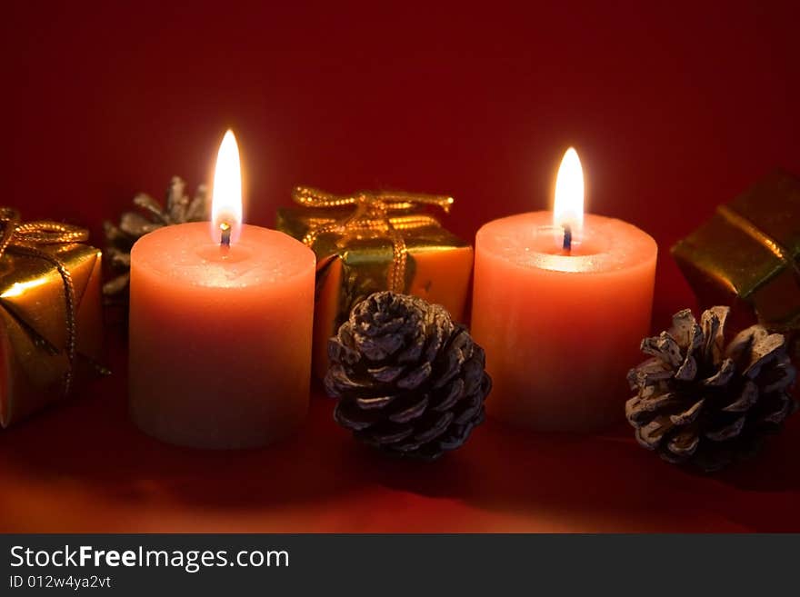 Christmas decoration on a red background