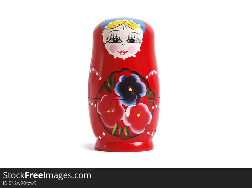 Russian nesting dolls on white backgrounds