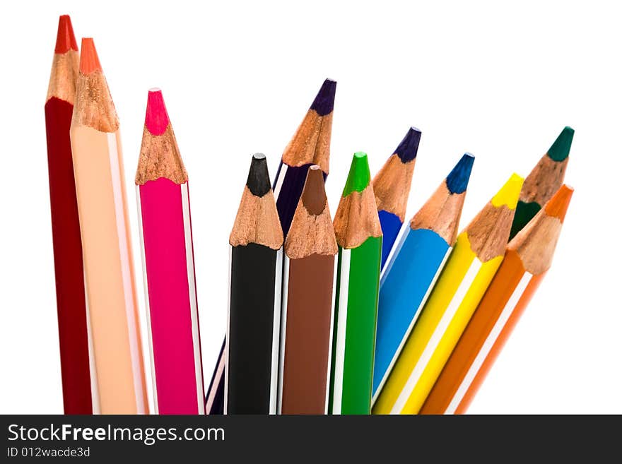 Beautiful color pencils on a white background