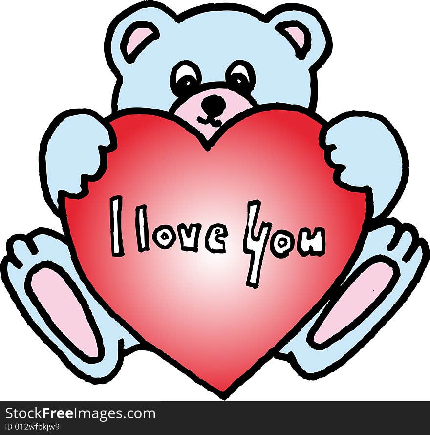 Teddy bear with heart i love you on white background. vector image. profession of love