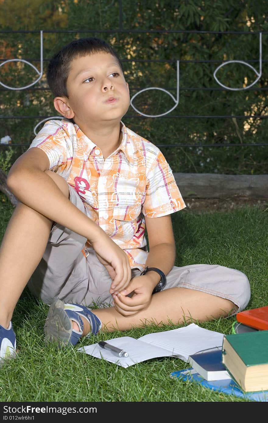 Student with the book outdoor