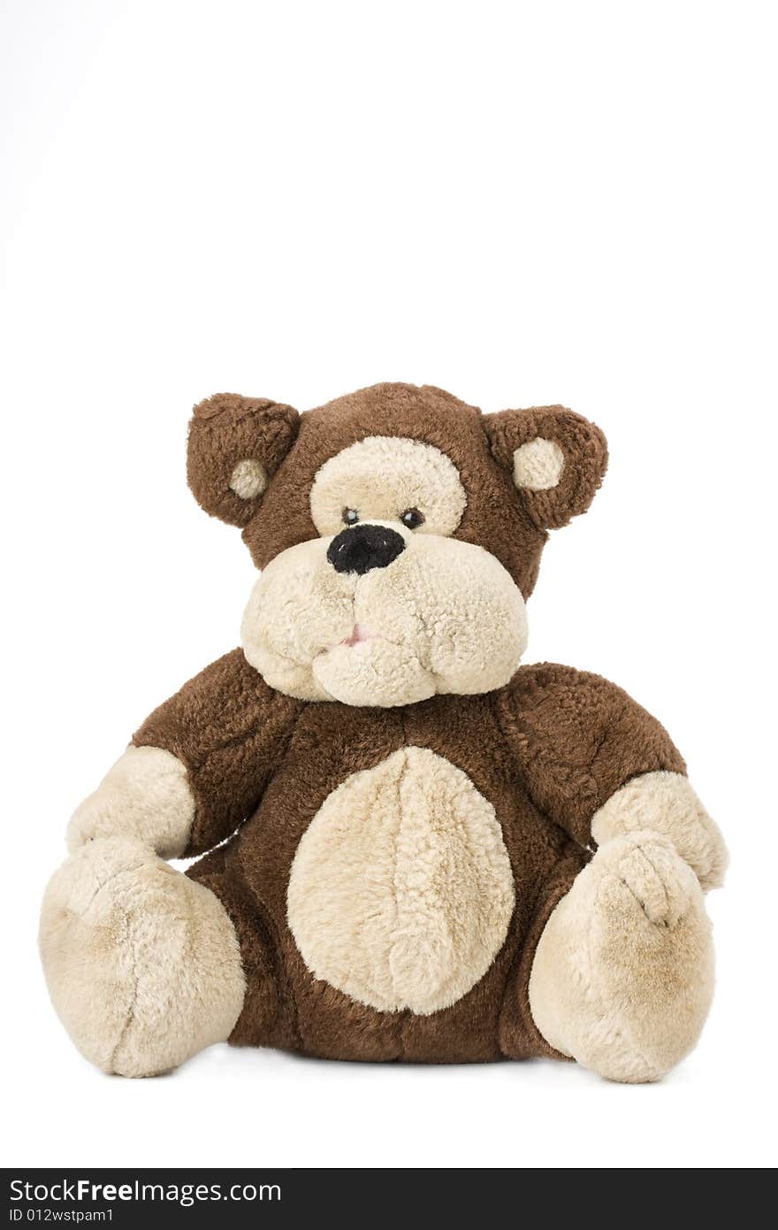 Classical teddy bear sitting on a white background