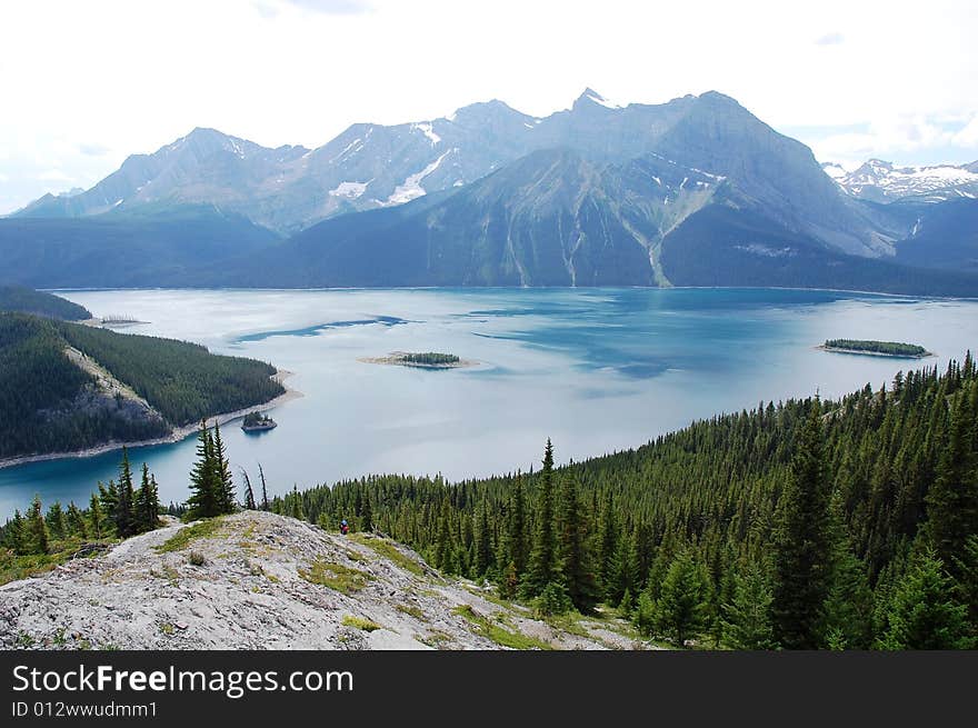 Summer view of upper kananaskis lake, alberta, canada. Summer view of upper kananaskis lake, alberta, canada