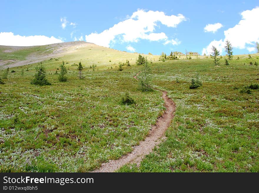 Hiking trail on mountain indefatigable, kananaskis, alberta, canada. Hiking trail on mountain indefatigable, kananaskis, alberta, canada