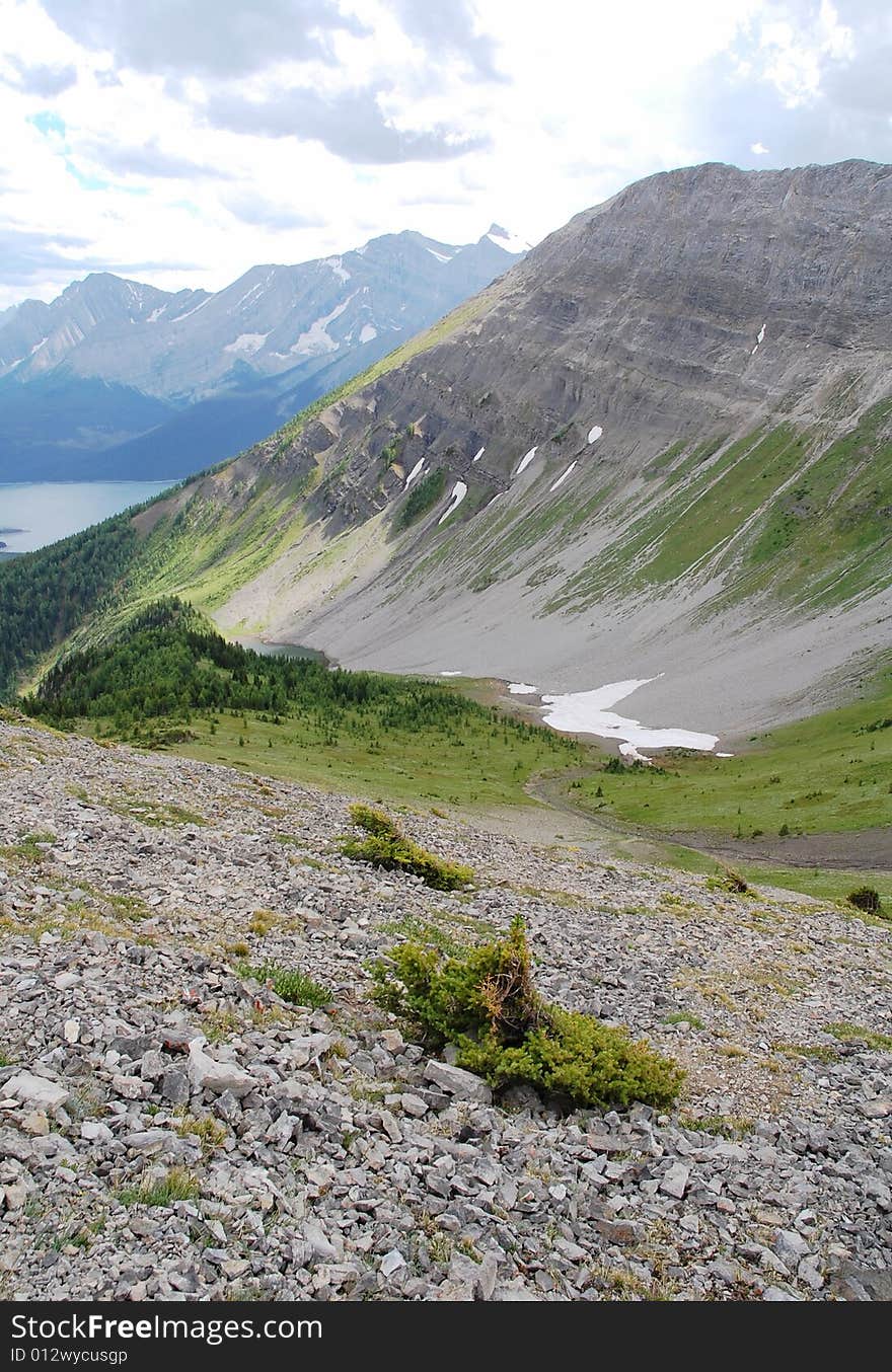 Hiking trails to the top of mountain indefatigable, kananaskis country, alberta, canada. Hiking trails to the top of mountain indefatigable, kananaskis country, alberta, canada