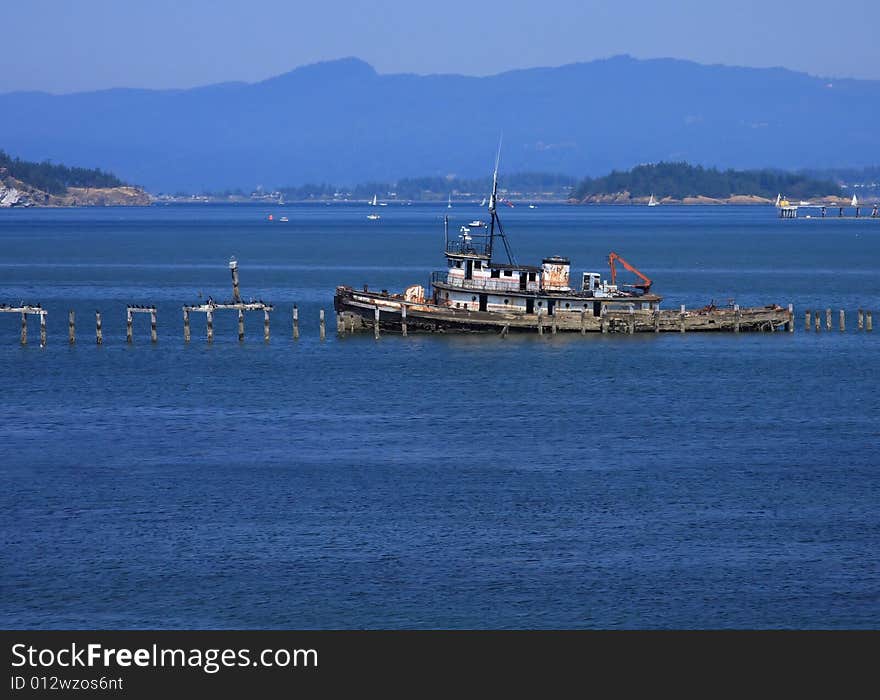 An abandoned boat that has been stripped down. An abandoned boat that has been stripped down.