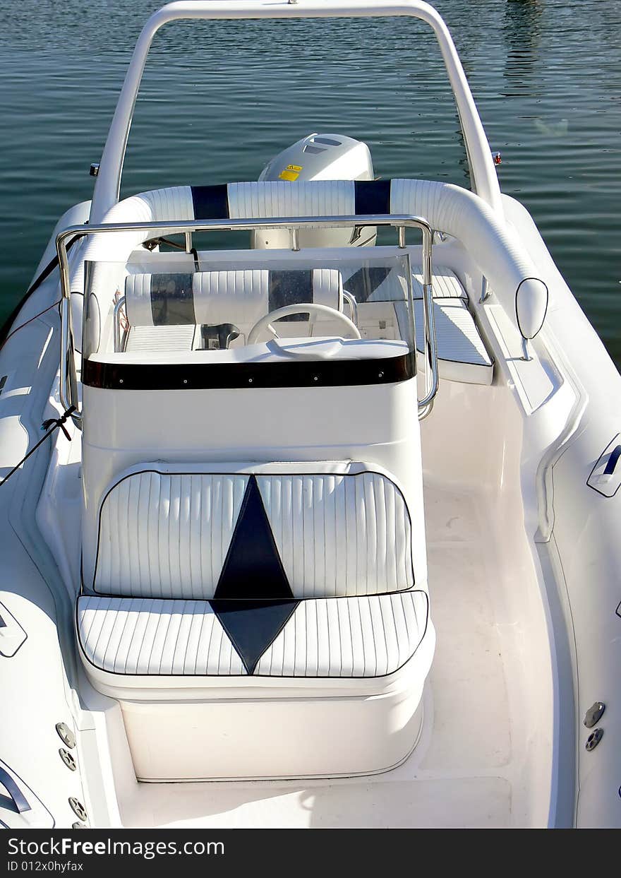 White motor boat detail