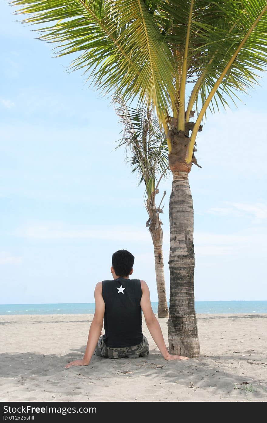 Enjoy and relax on tropical beach under coconut tree. Enjoy and relax on tropical beach under coconut tree