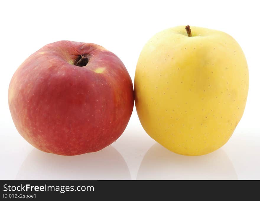 Shoot of an isolated red and yellow apple. Shoot of an isolated red and yellow apple