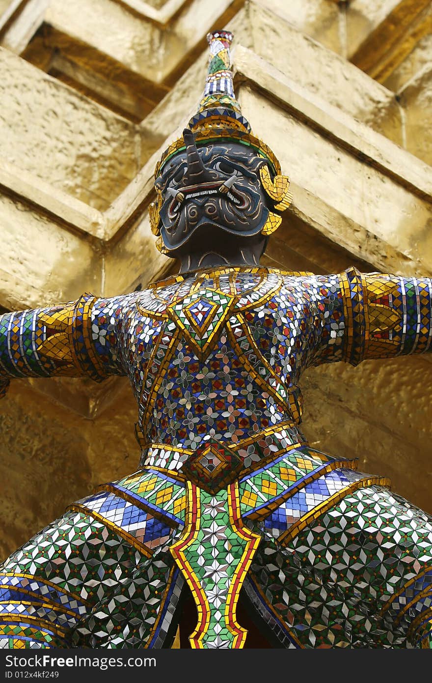 A palace quard  in a temple at Bangkok, Thailand