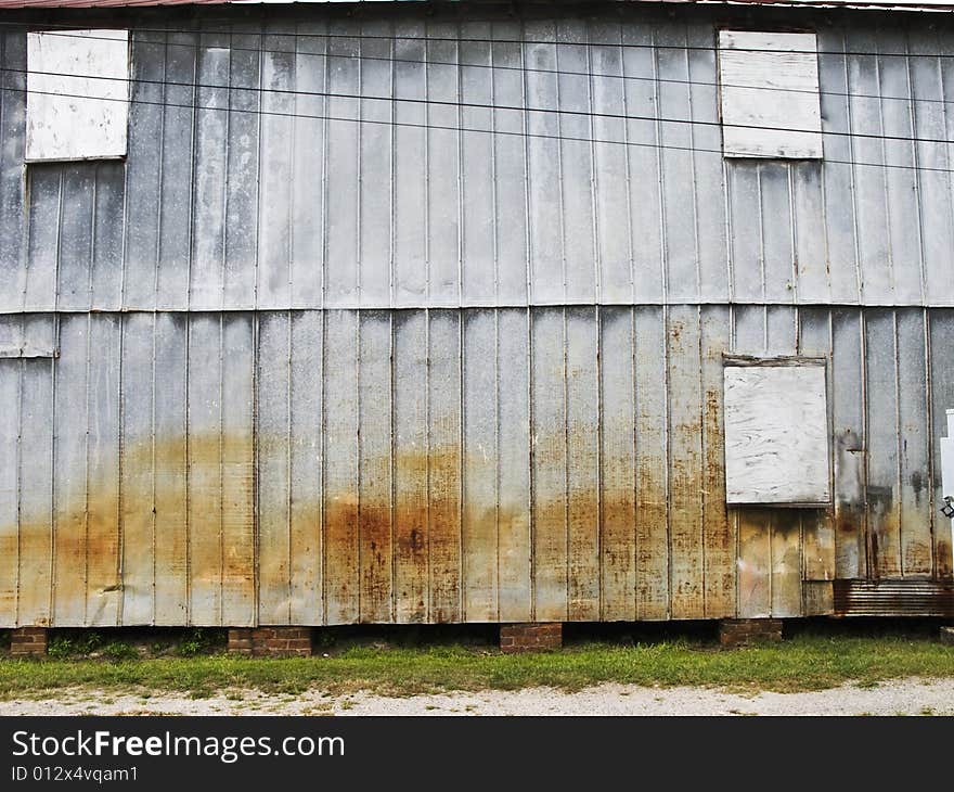 Side of metal clad building.