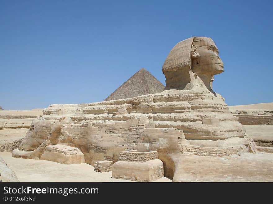 The Sphynx near the pyramids in gaza. The Sphynx near the pyramids in gaza