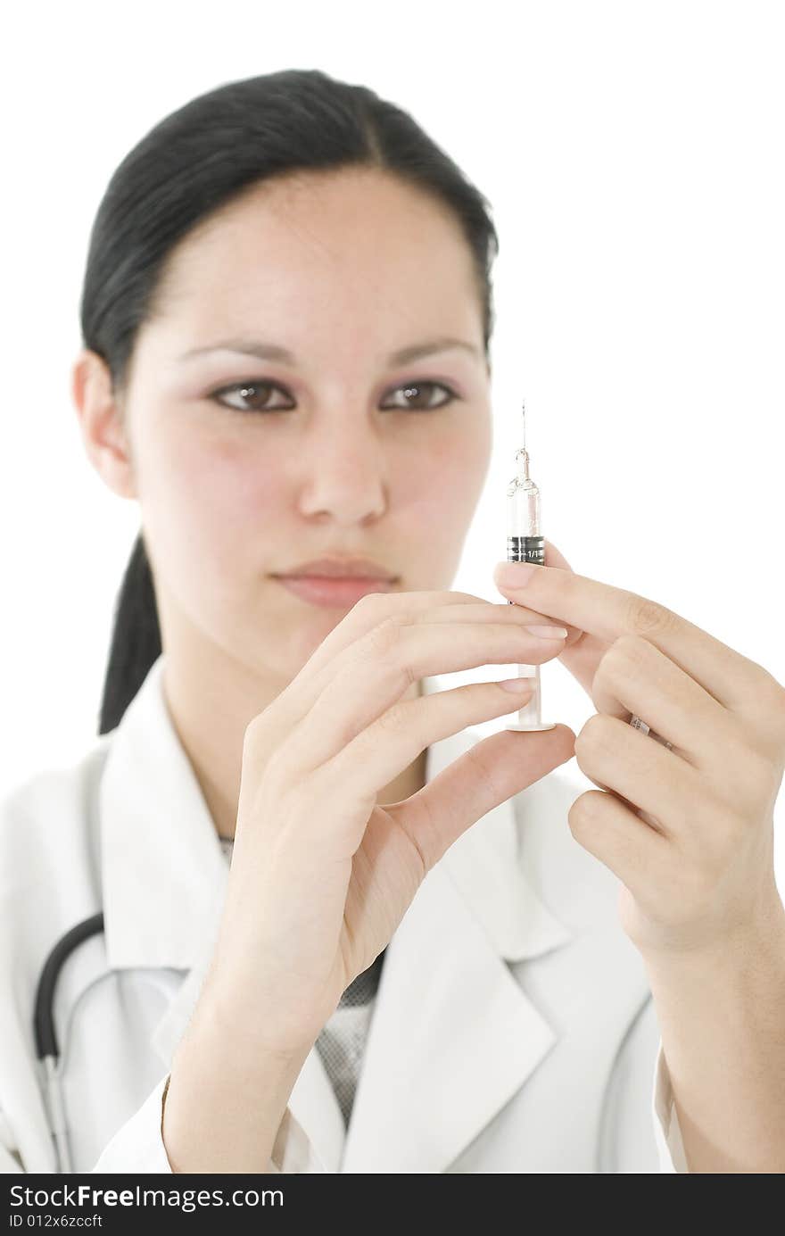 Doctor in white uniform with stethoscope. Doctor in white uniform with stethoscope