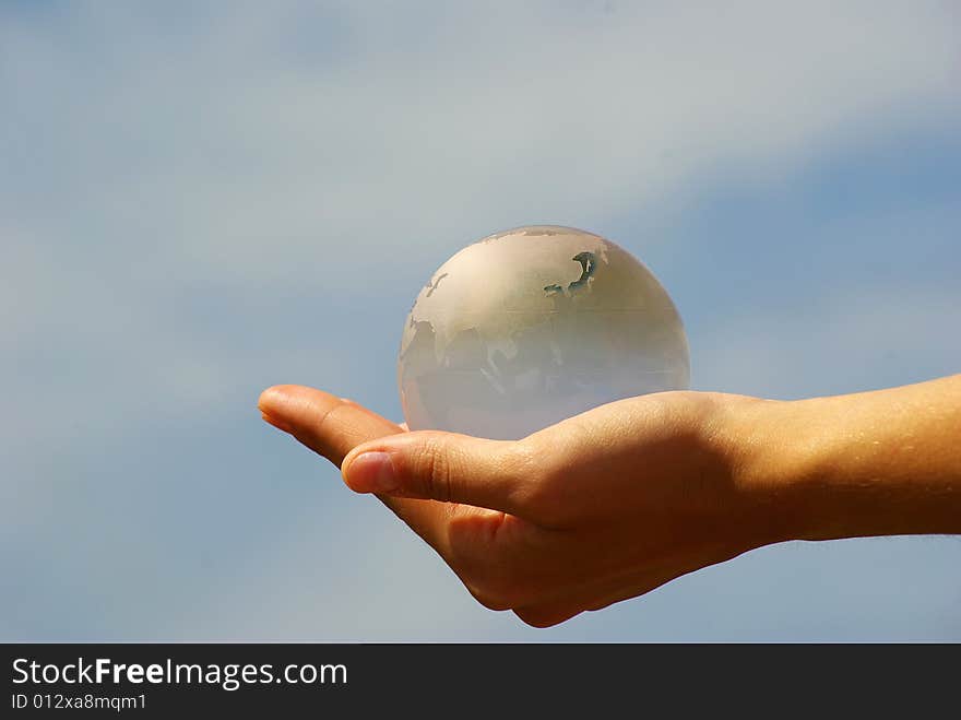 Globe on the human hand