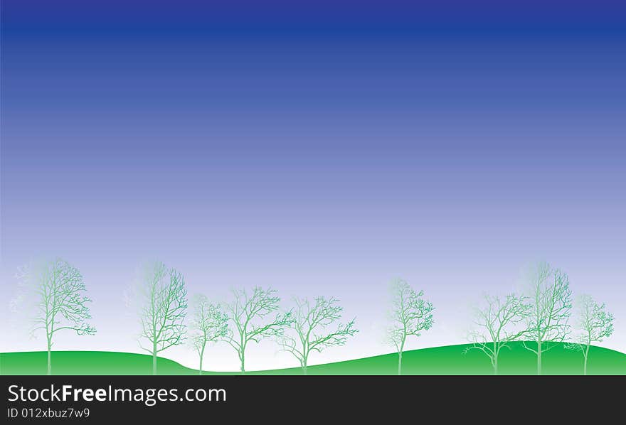 Autumn landscape with trees, vector illustration