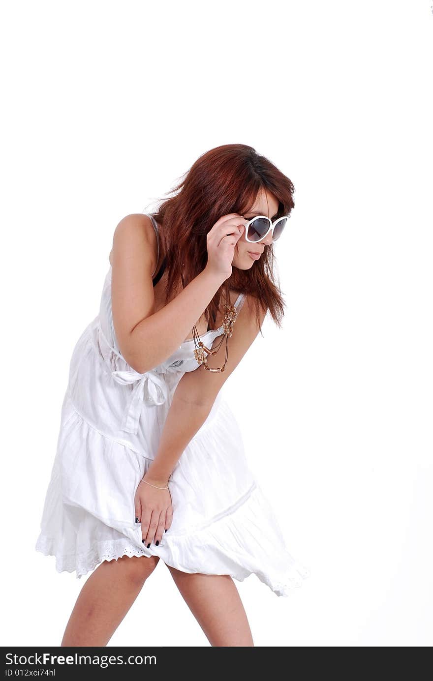 Woman posing in studio with isolated background. Woman posing in studio with isolated background