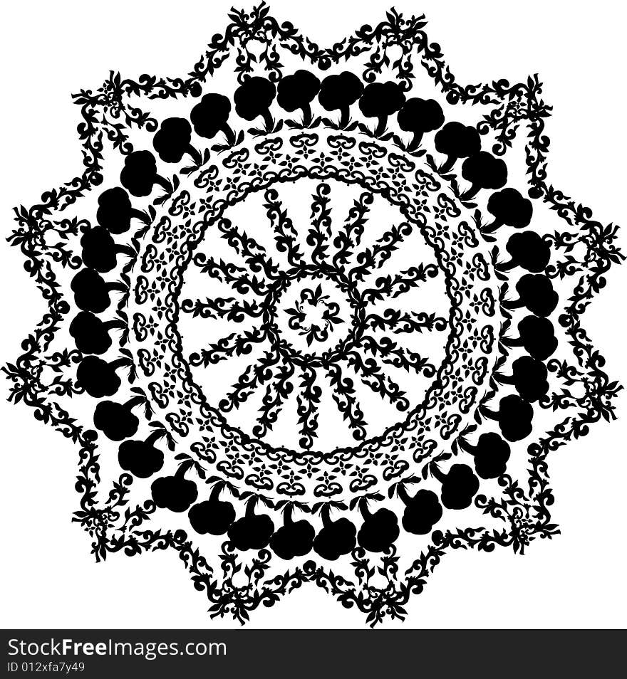 Illustration with black decoration on white background. Illustration with black decoration on white background