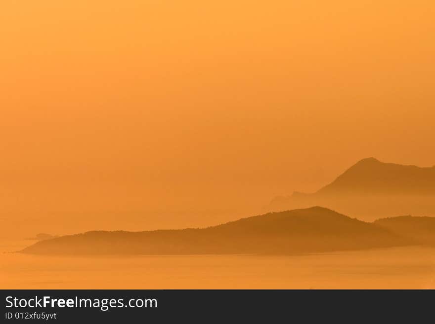 Sunset in Greece orange glow