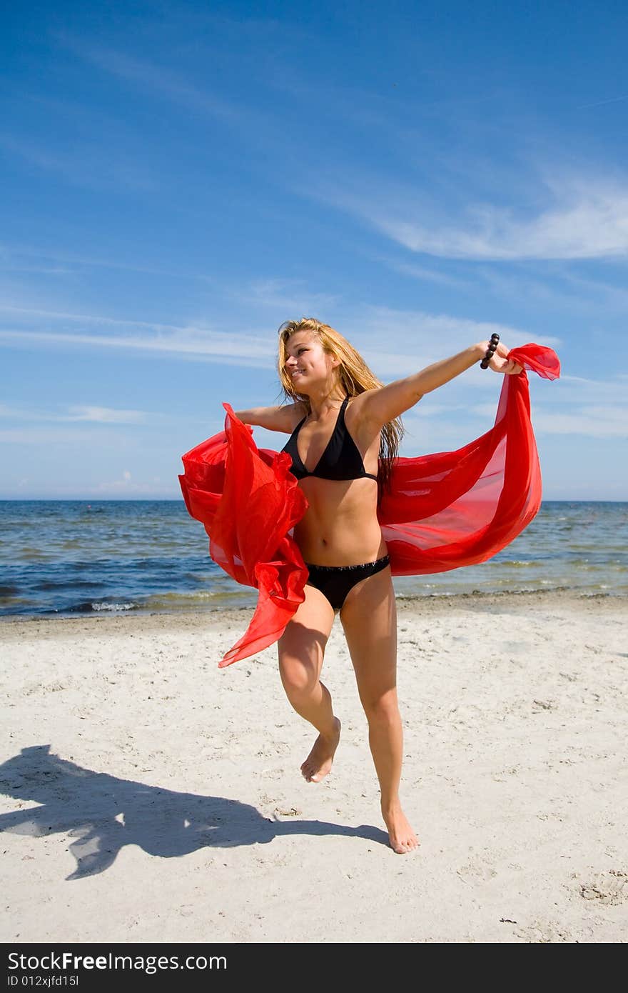 Beautiful girl with red shawl