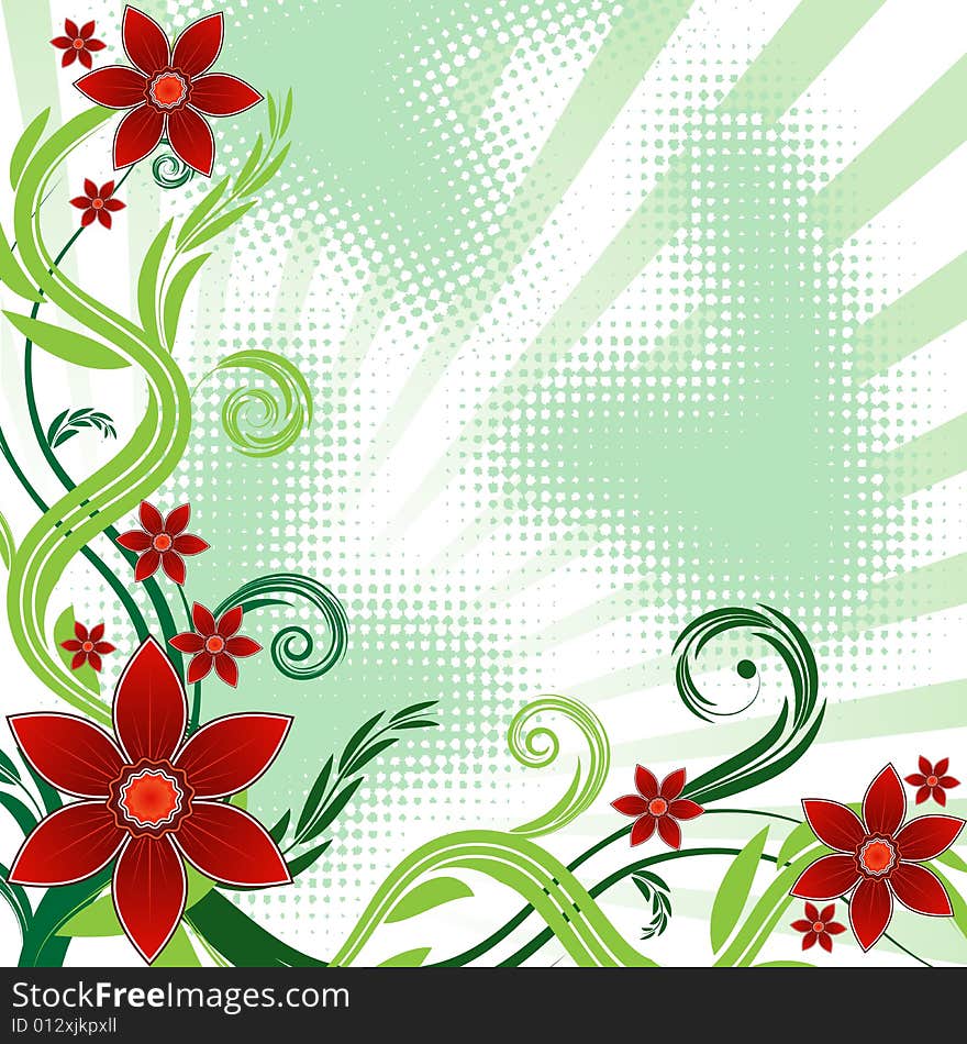 The floral background, vector illustration. The floral background, vector illustration