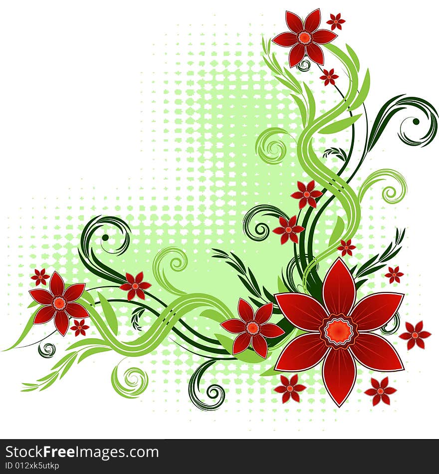 The floral background, vector illustration. The floral background, vector illustration