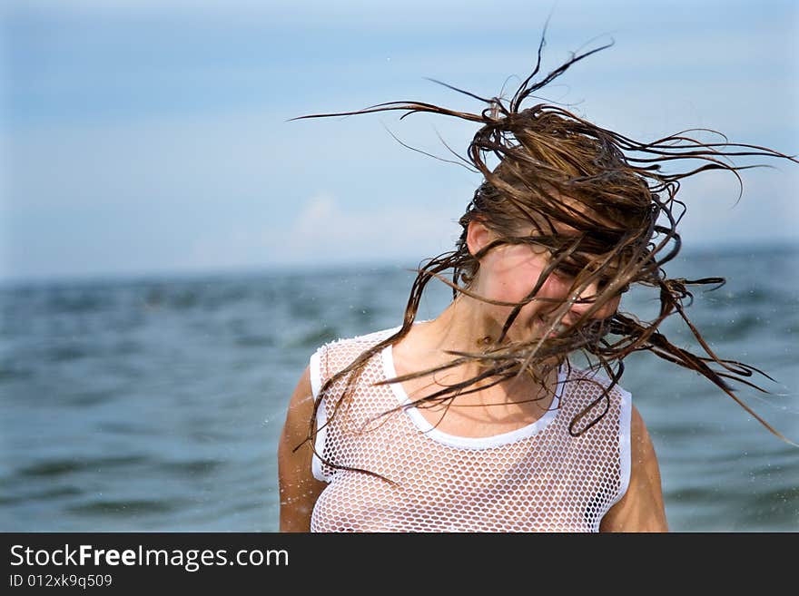 Beautiful girl swimming