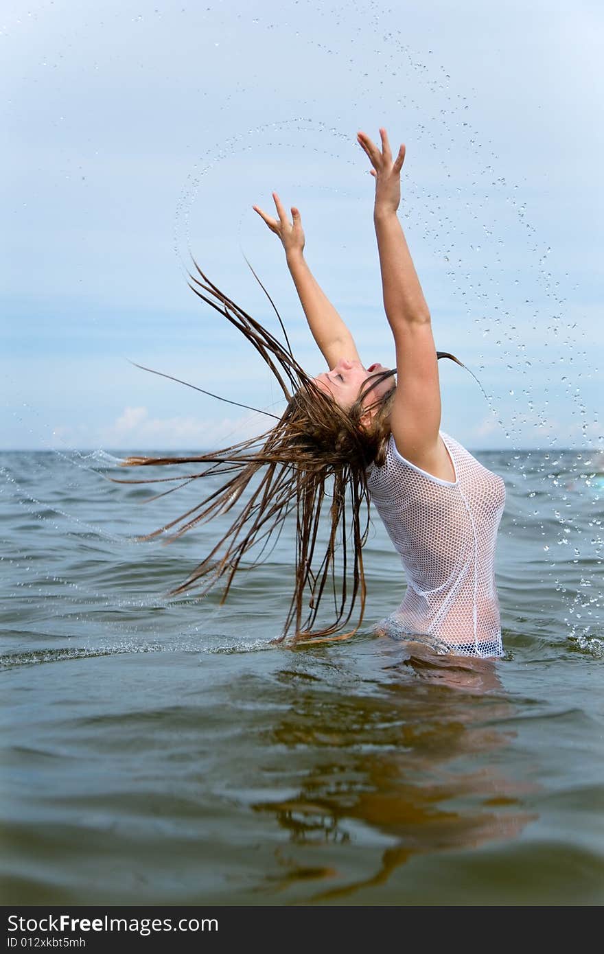 Beautiful girl swimming