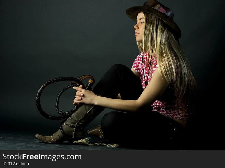 Portrait shooting of the girl in studio. Portrait shooting of the girl in studio.