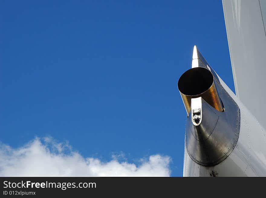 Close-up of an aircraft fuel dump outlet nozzle