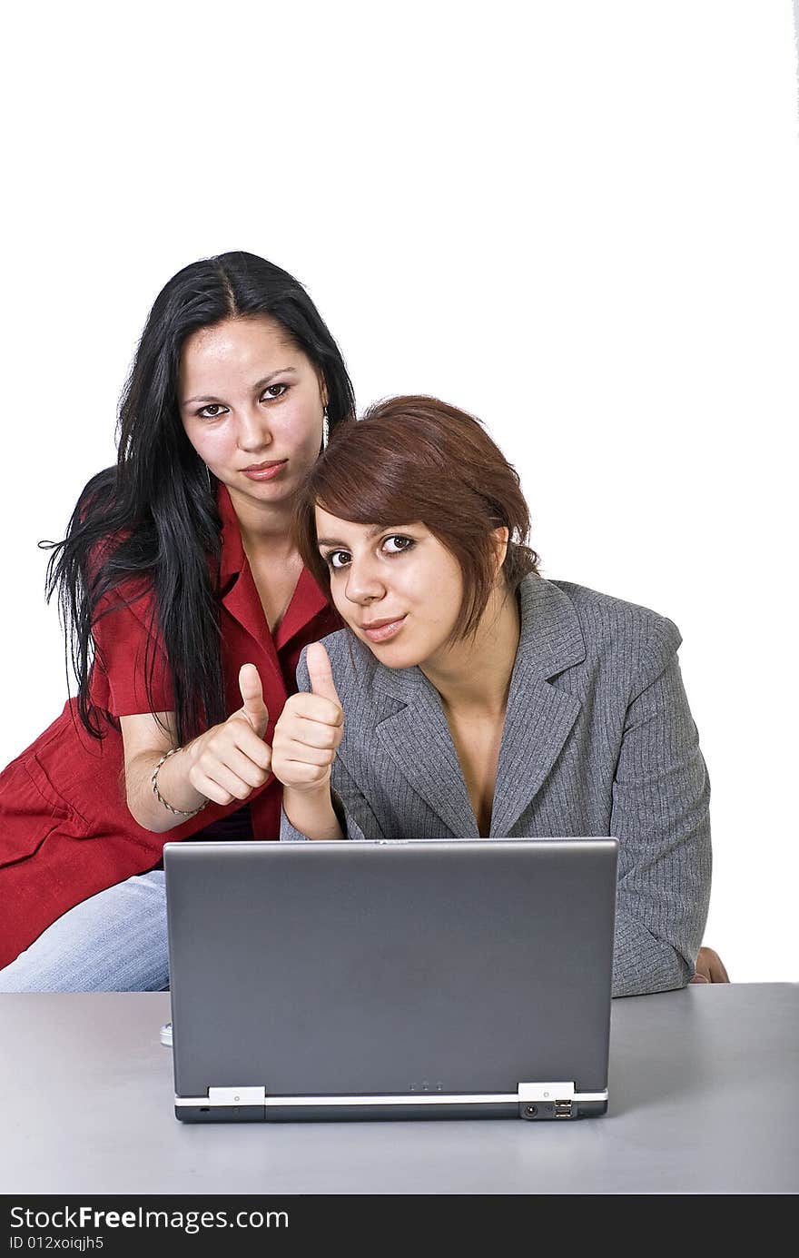 Two girls working in office. Two girls working in office