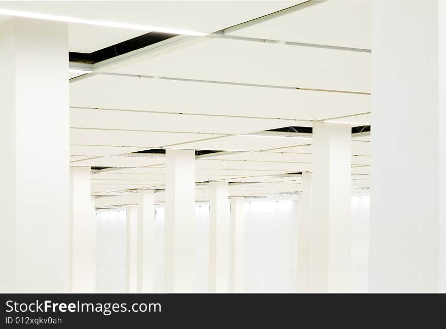 Interior with white ceiling and pillars. Interior with white ceiling and pillars