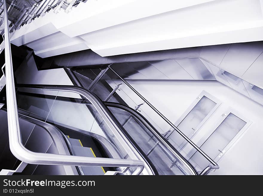 Empty escalator as an emergency exit. Empty escalator as an emergency exit