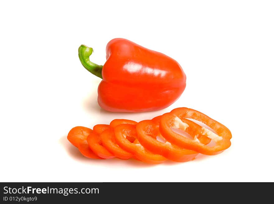 One full sweet pepper and cut pepper