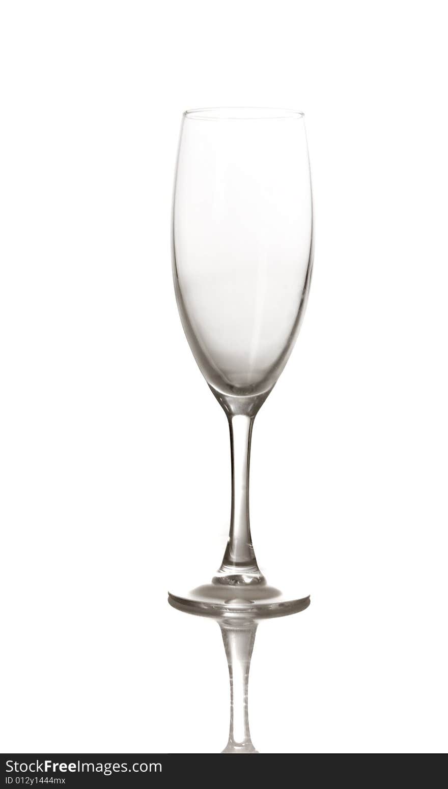 Empty glass on white ground