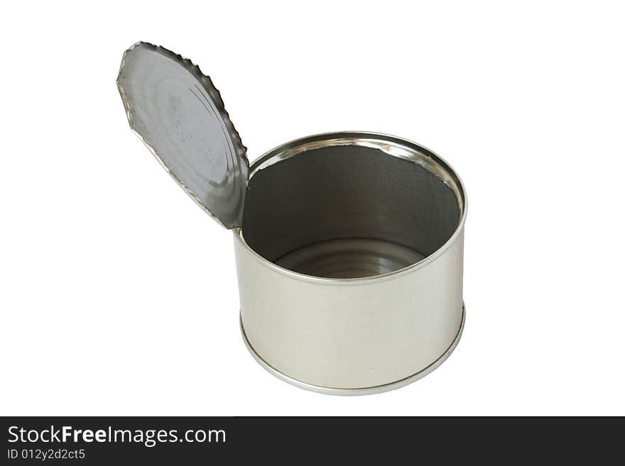 Isolated opened empty tin on white background. Isolated opened empty tin on white background