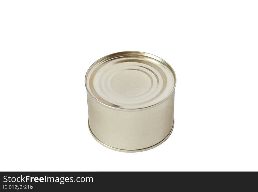 Isolated round closed tin on white background