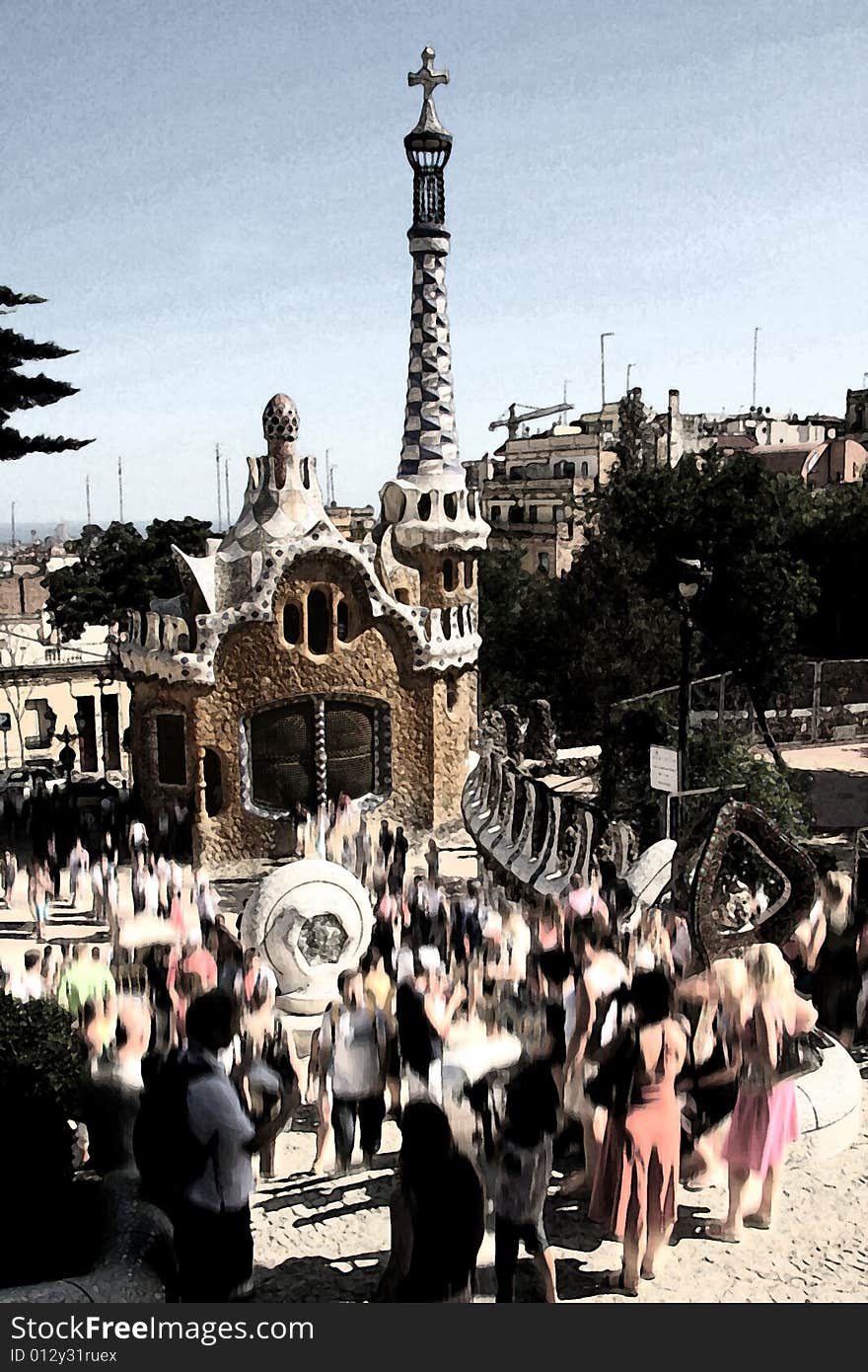 Park Guell,  Barcelona, Catalunya, Spain. Park Guell,  Barcelona, Catalunya, Spain