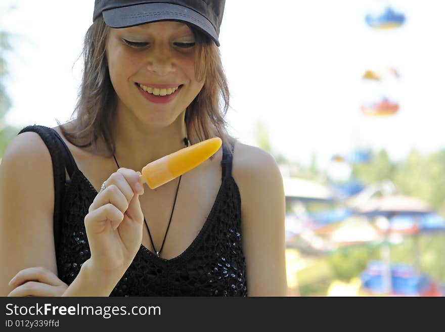 Girl  with fruit Ice